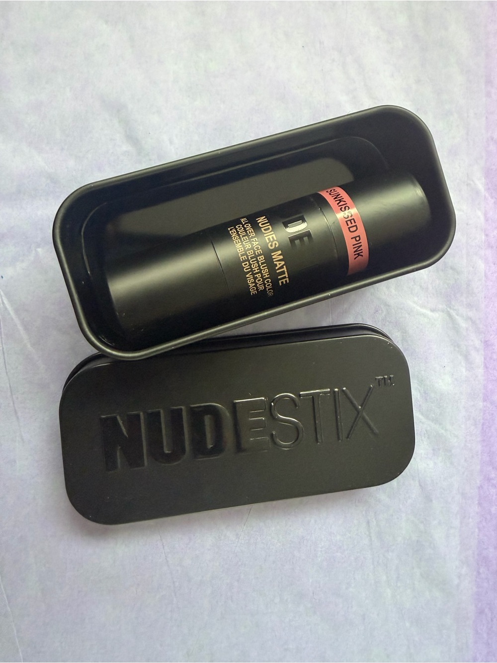 NUDESTIX Matte Blush Stick in Black Case with Pink Label Accent